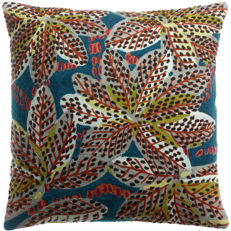 Almofada bordada Ariane Pétrole 45 X 45