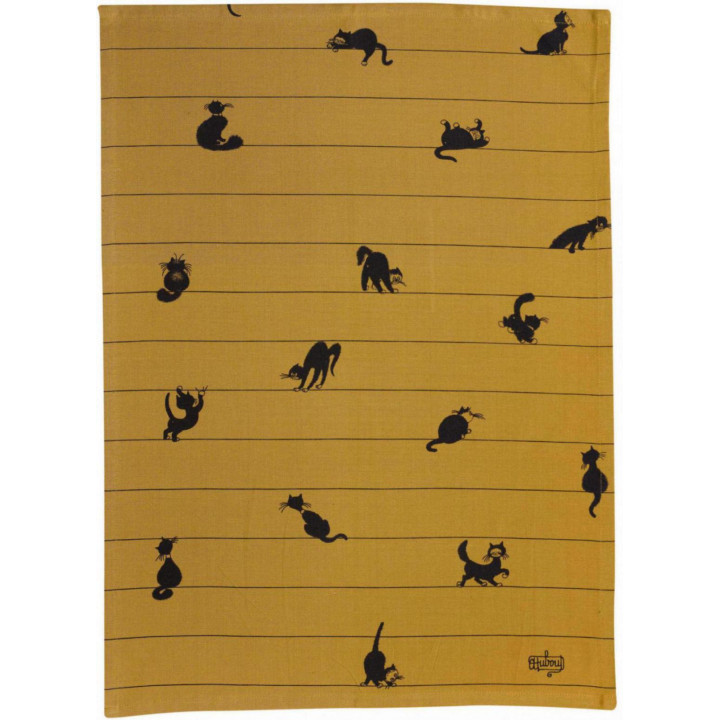 Paño de cocina Dubout Partition de chats Cannelle 50 X 70