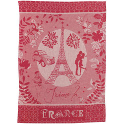 Torchon jacquard Tour Eiffel Rouge 50 x 70
