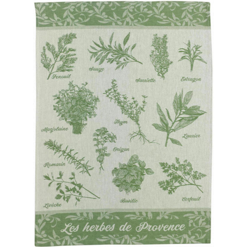 Strofinaccio jacquard Herbes de Provence Vert 50 X 70