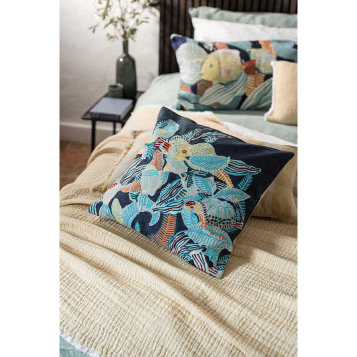 Coussin brodé Dori Marine 45 x 45