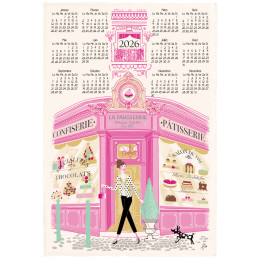 Geschirrtuch Façade pâtisserie Calendrier 2026 Écru 48 X 72