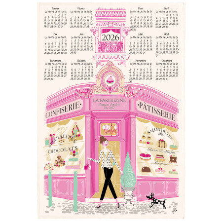 Theedoek Façade pâtisserie Calendrier 2026 Écru 48 X 72