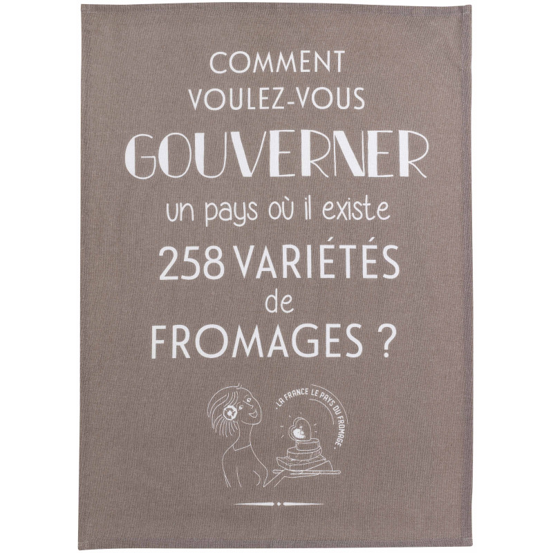Theedoek Gouverner et fromages Gris 50 X 70