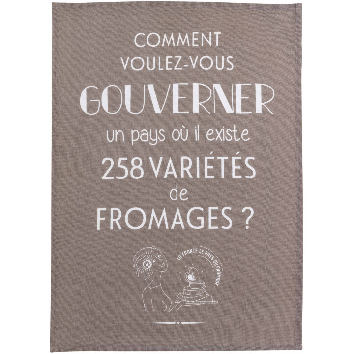 Paño de cocina Gouverner et fromages Gris 50 X 70