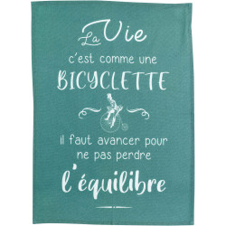 Torchon Bicyclette Paon 50 x 70