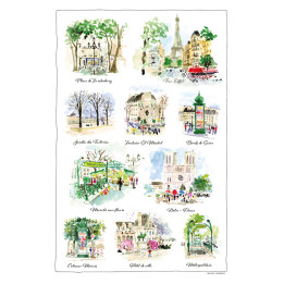 Torchon Paris scénettes Blanc 48 x 72