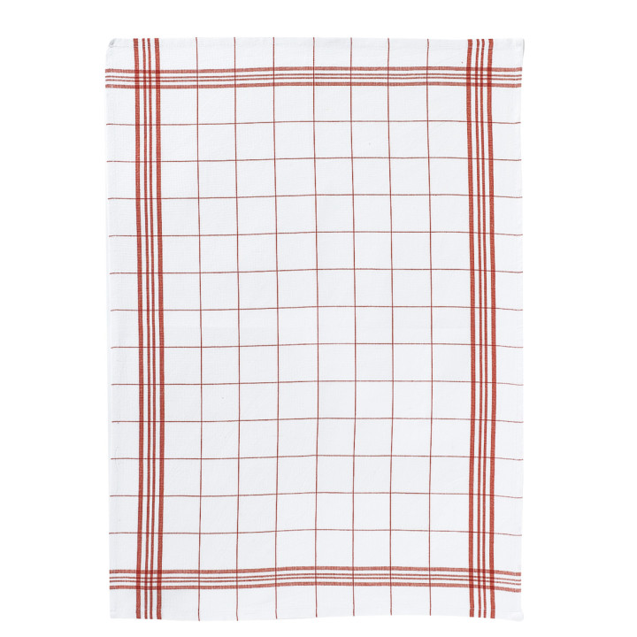Torchon Carreaux rouge  50 X 70