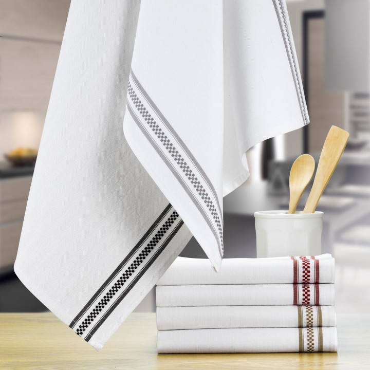 Pano de Prato Bande Damier Rouge 50 X 70