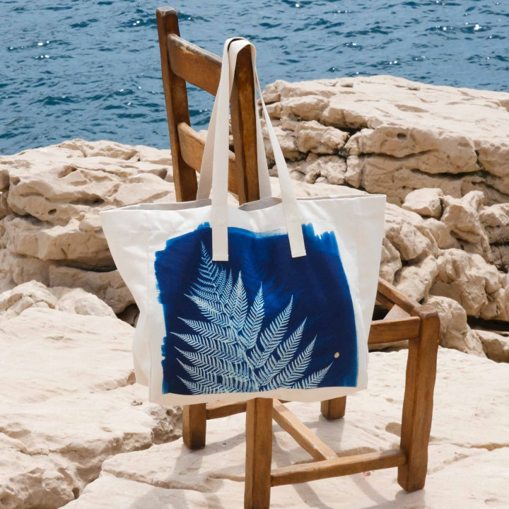 Borsa shopper Fougère Bleu 38 X 46 X 18