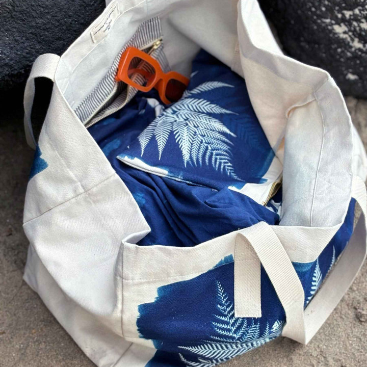 Borsa shopper Fougère Bleu 38 X 46 X 18
