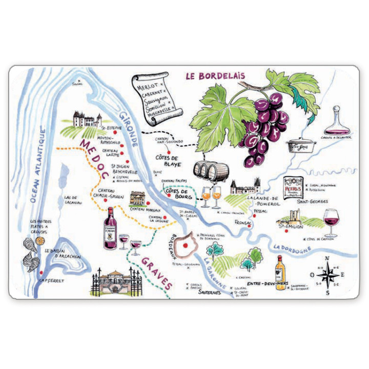 Juego de mesa Dessin Vignoble Bordeaux Assortis 45 X 30