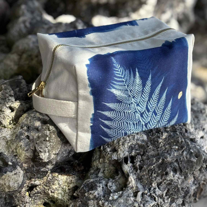 Trousse cube Fougère Bleu L 14 x 22 x 11