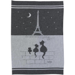 Torchon jacquard Chats Tour Eiffel Ombre 50 x 70