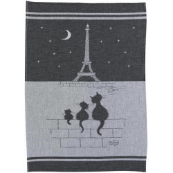 Jacquard theedoek Chats Tour Eiffel Ombre 50 X 70