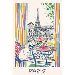 Torchon Fenêtre sur Paris Ecru 48 x 72