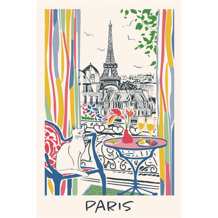 Torchon Fenêtre sur Paris Ecru 48 x 72