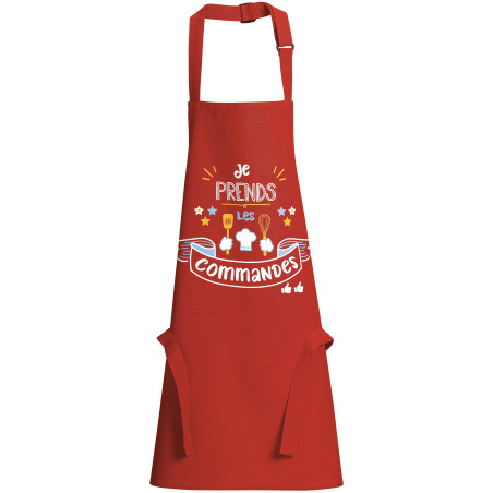 Grembiule da cucina per bambini Je prends les commandes Rouge 52 X 63