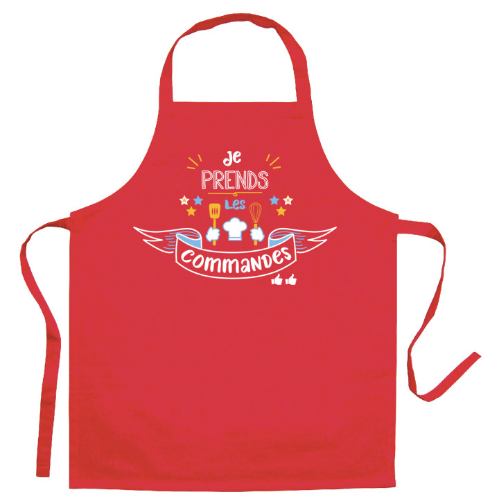 Grembiule da cucina per bambini Je prends les commandes Rouge 52 X 63