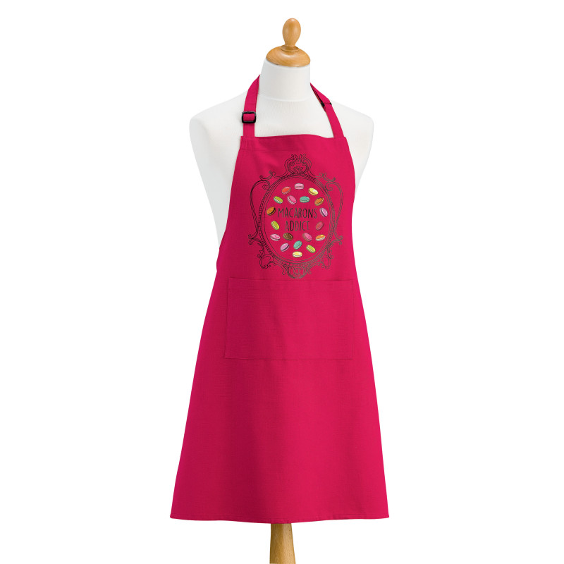 Recycelte Küchenschürze Macarons Addict Rose 72 X 90