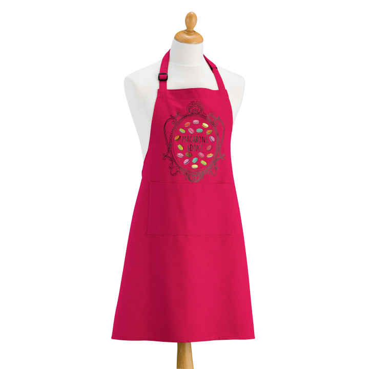Recycelte Küchenschürze Macarons Addict Rose 72 X 90
