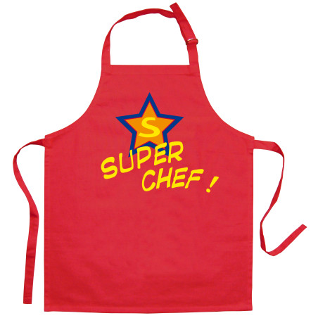 Delantal de cocina infantil reciclado Super Chef Rouge 52 X 63