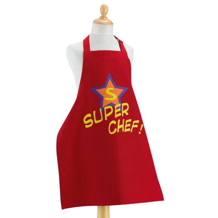 Gerecyclede kinderkeukenschort Super Chef Rouge 52 X 63