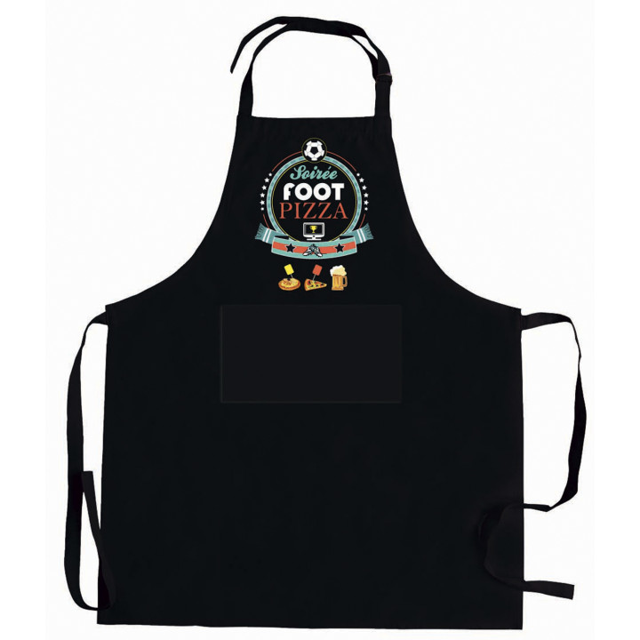 Grembiule da cucina riciclato Soirée Foot Pizza Noir 72 X 90