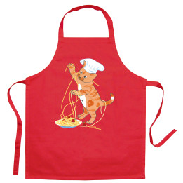 Delantal de cocina infantil reciclado Chat en cuisine Rouge 52 X 63