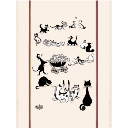 Großes Geschirrtuch Dubout Multi-chats Écru 60 X 80