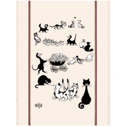 Großes Geschirrtuch Dubout Multi-chats Écru 60 X 80
