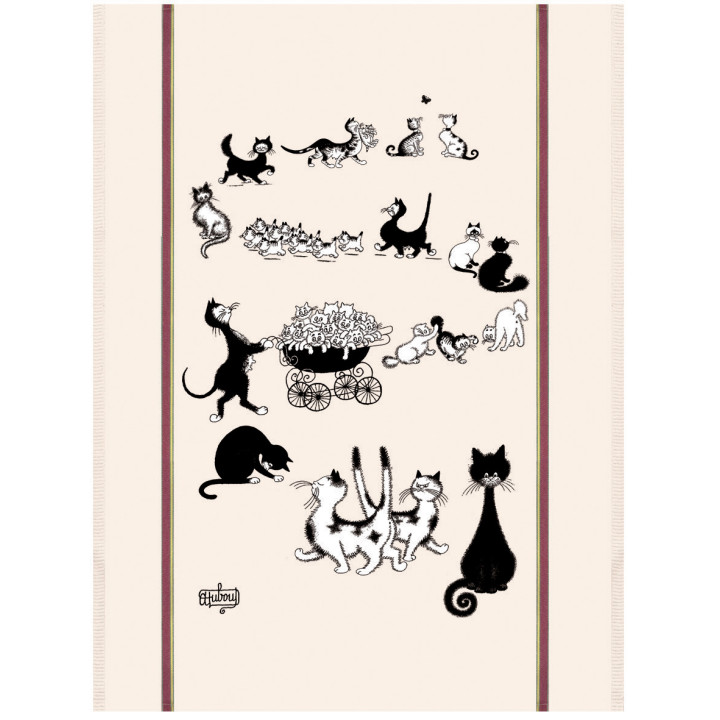 Großes Geschirrtuch Dubout Multi-chats Écru 60 X 80