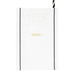 Torchon Merci Or Blanc 50 x 70