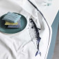 Torchon Maquereau Bright Blue Blanc 50 x 70