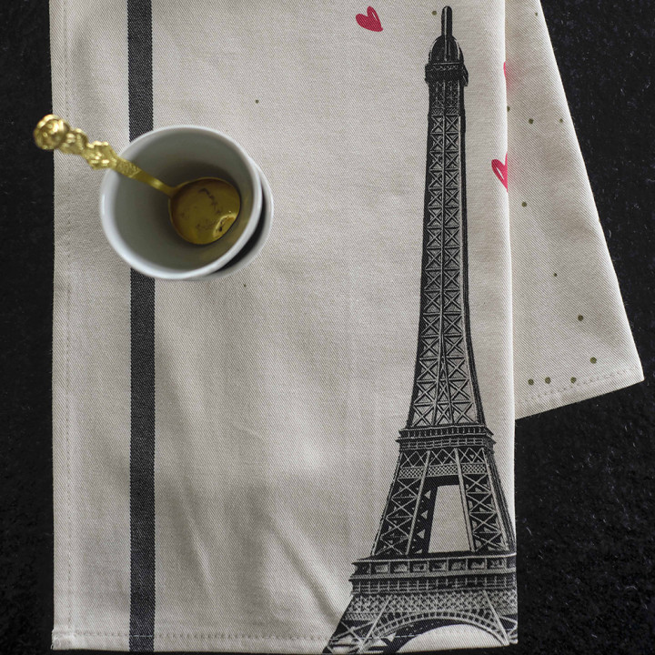 Keukendoek Eiffel Coeurs Blanc 50 X 70