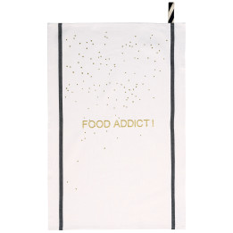 Torchon Food Addict Or Blanc 50 x 70
