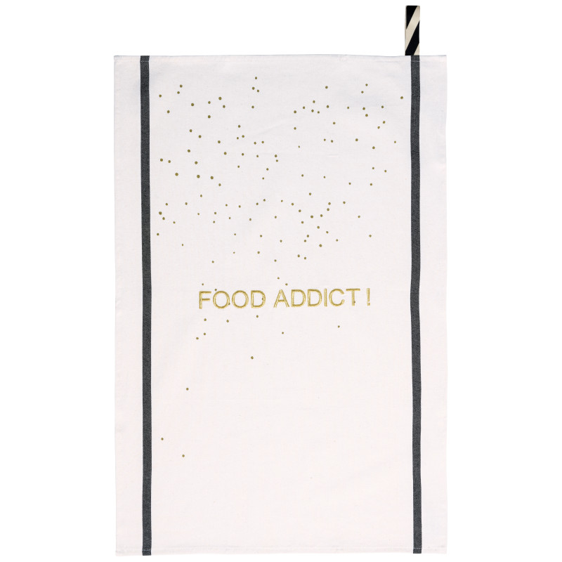 Torchon Food Addict Or Blanc 50 x 70