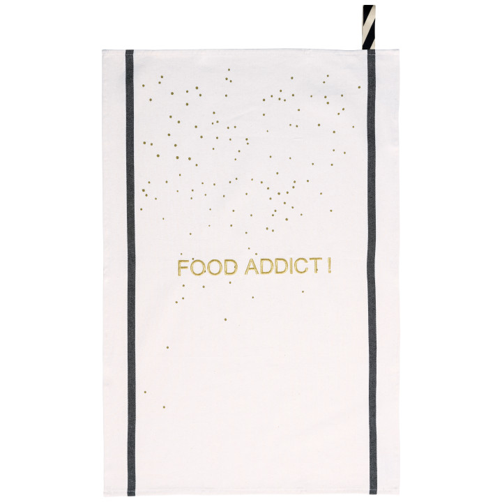 Paño de cocina Food Addict Or Blanc 50 X 70