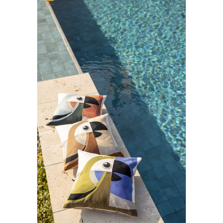 Almofada bordada Loro Naturel 45 X 45
