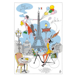 Theedoek La Parisienne Blanc 72 X 48