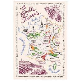 Geschirrtuch La Carte Des Vins de France Écru 72 X 48