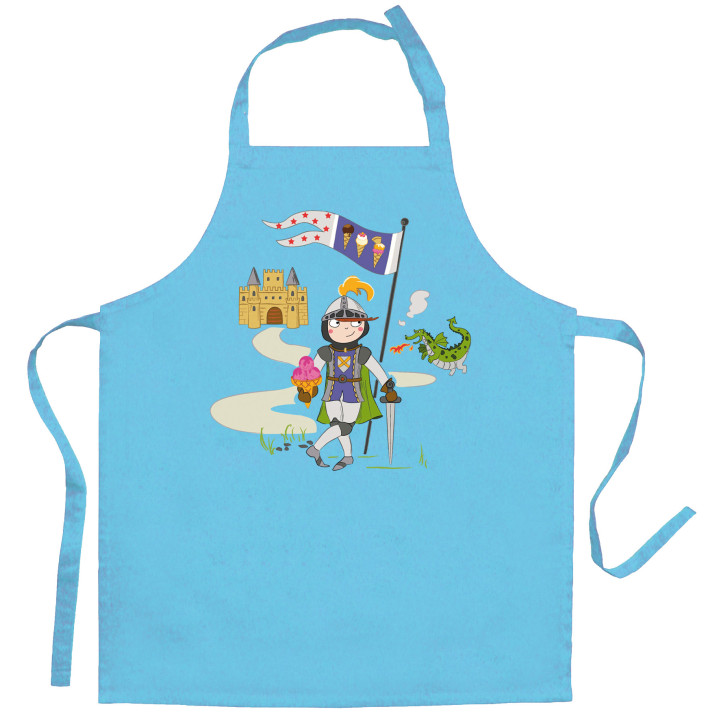 Kinderkeukenschort Peps Chevalier et dragon Turquoise 52 X 63