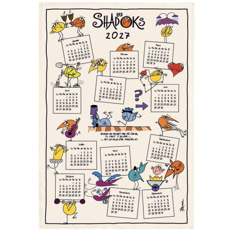 Torchon Shadoks Calendrier 2027 Ecru 48 x 72