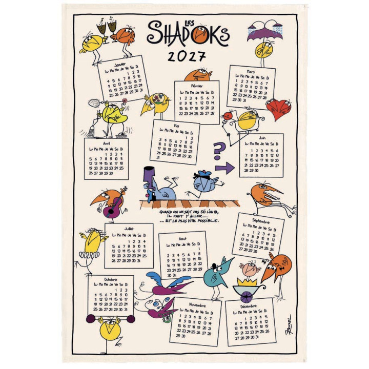 Geschirrtuch Shadoks Calendrier 2027 Écru 48 X 72