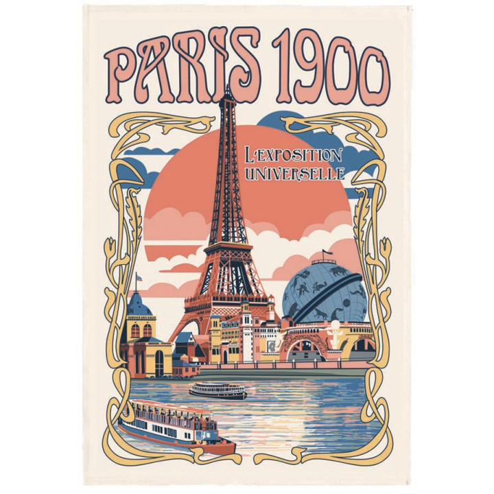Torchon Paris Expo universelle Ecru 48 x 72