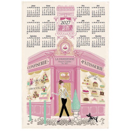 Pano de cozinha Façade Pâtisserie Calendrier 2027 Écru 48 X 72