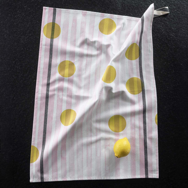 Torchon rayé Citron Jaune Blanc 50 x 70