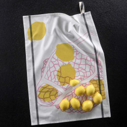 Torchon filet Citron Jaune Blanc 50 x 70