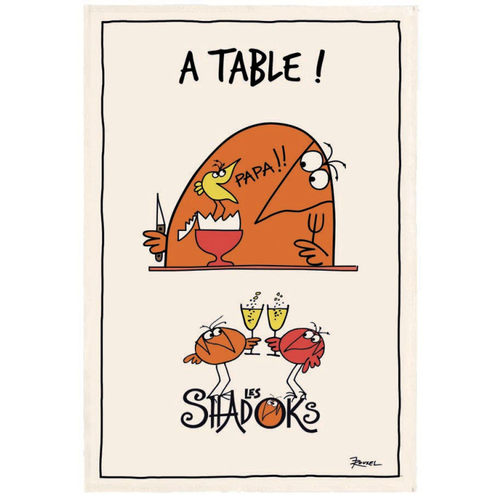 Canovaccio Shadoks À table Écru 48 X 72