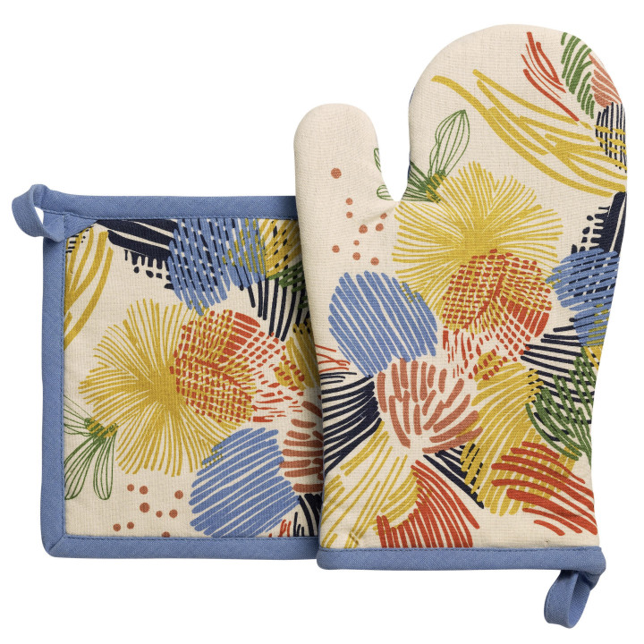Abelia Set aus recyceltem Ofenhandschuh und Topflappen Multico 15 X 30